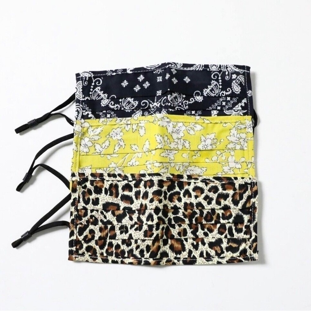 Set of 3 facial masks animal print boho floral cotton fabric Covid allergies new